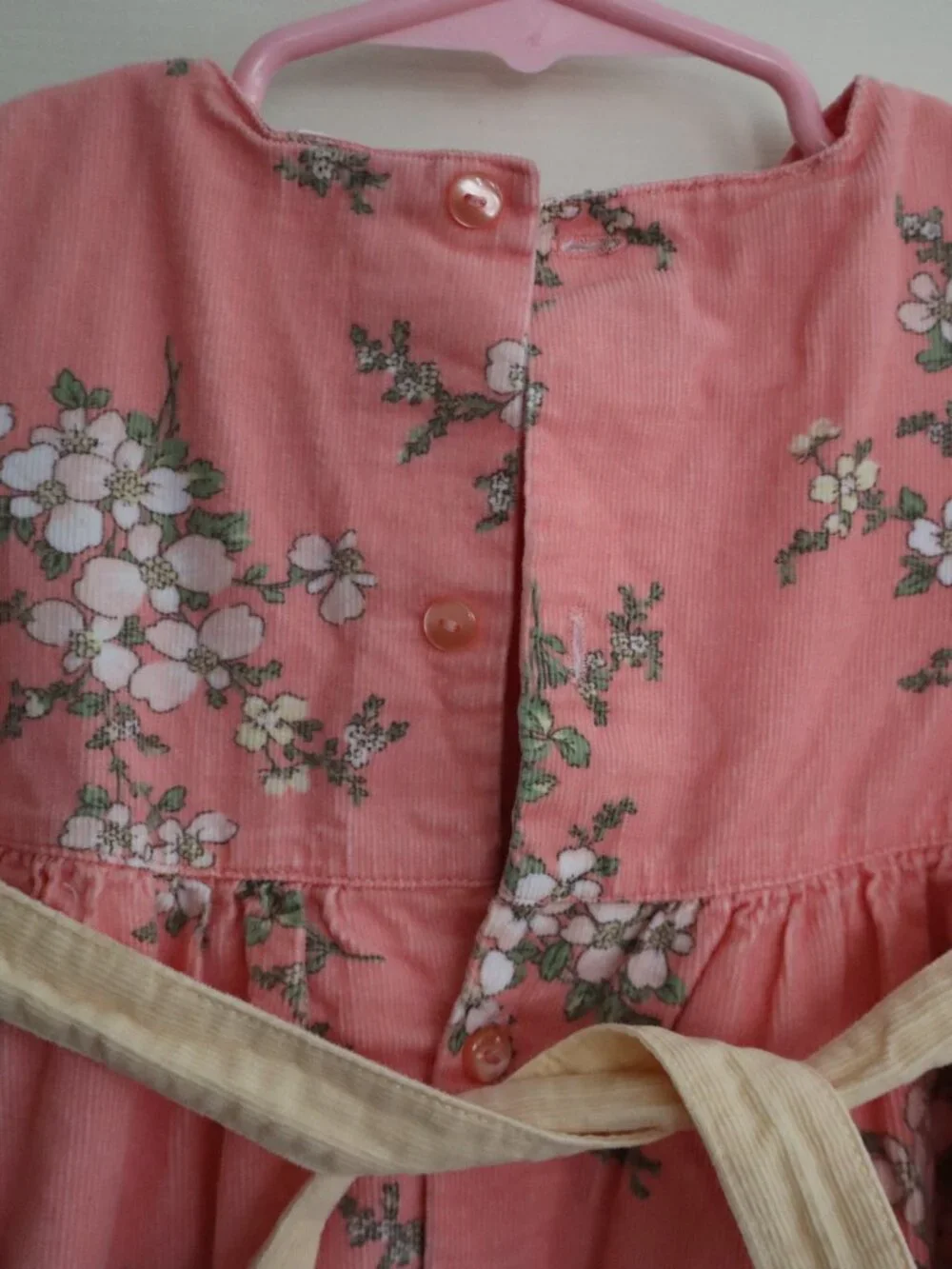 First Impressions Peach/Coral Cherry Blossom Corduroy Dress w/ Matching Bloomers